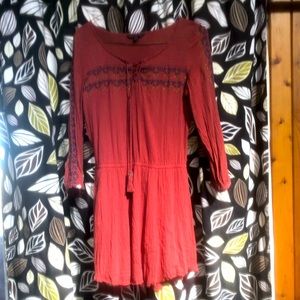 Orange embroidered boho dress